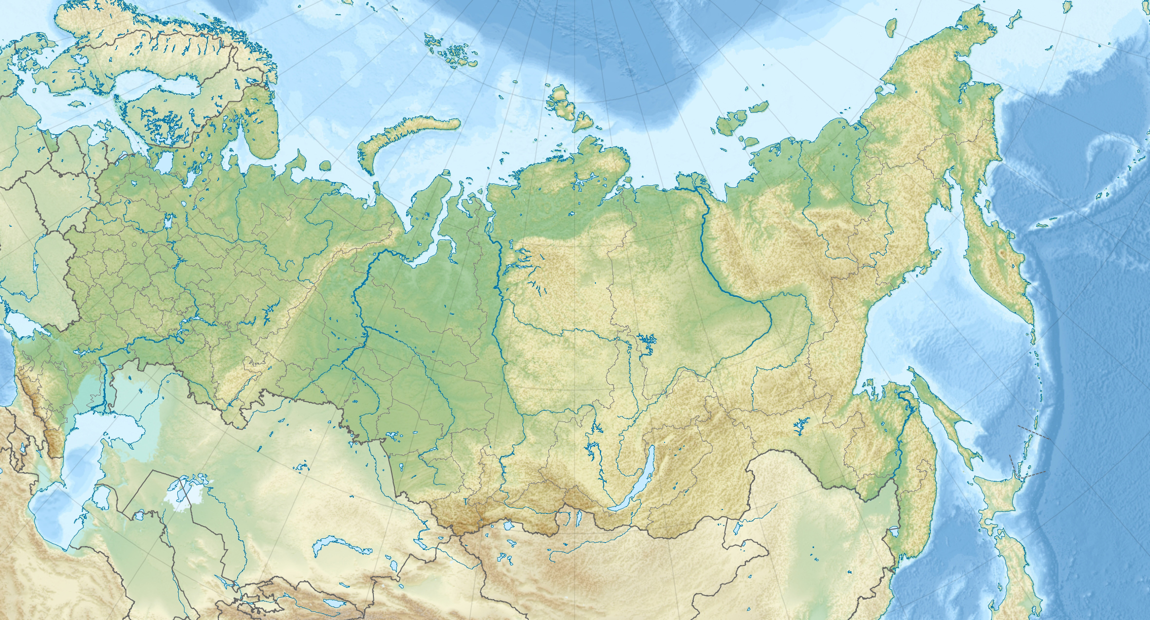 Large detailed relief map of Russia. Russia large detailed relief map