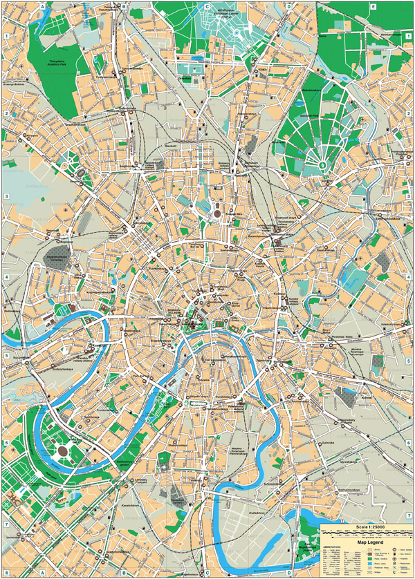 Large detailed road map of Moscow. Moscow large detailed road map.