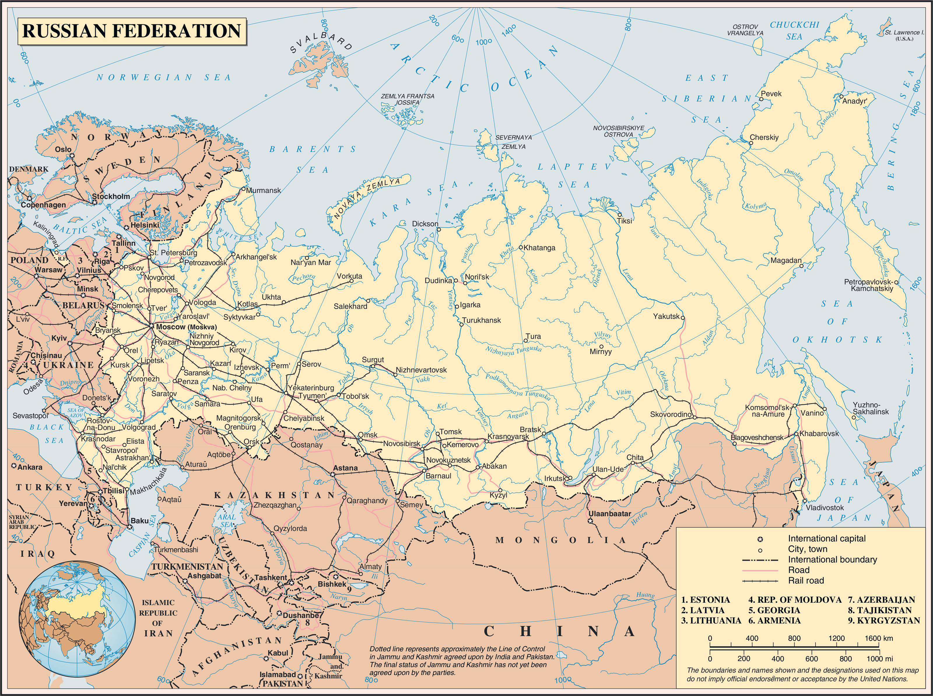 Large detailed road map of Russia. Russia large detailed road map