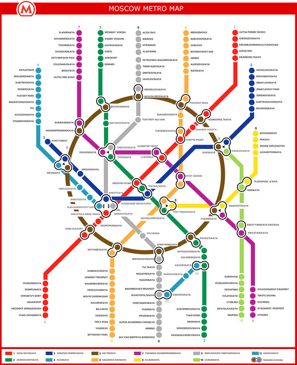 Large detailed metro map of Moscow city. Moscow city large detailed metro map.