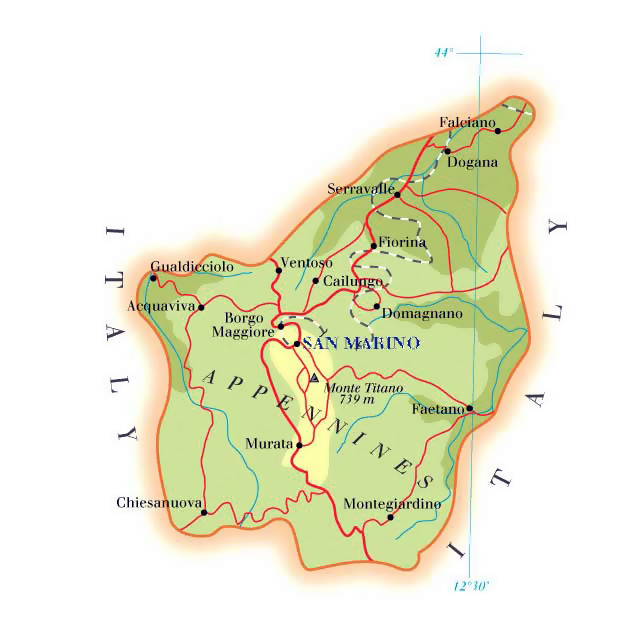 Detailed map of San Marino. San Marino detailed map.