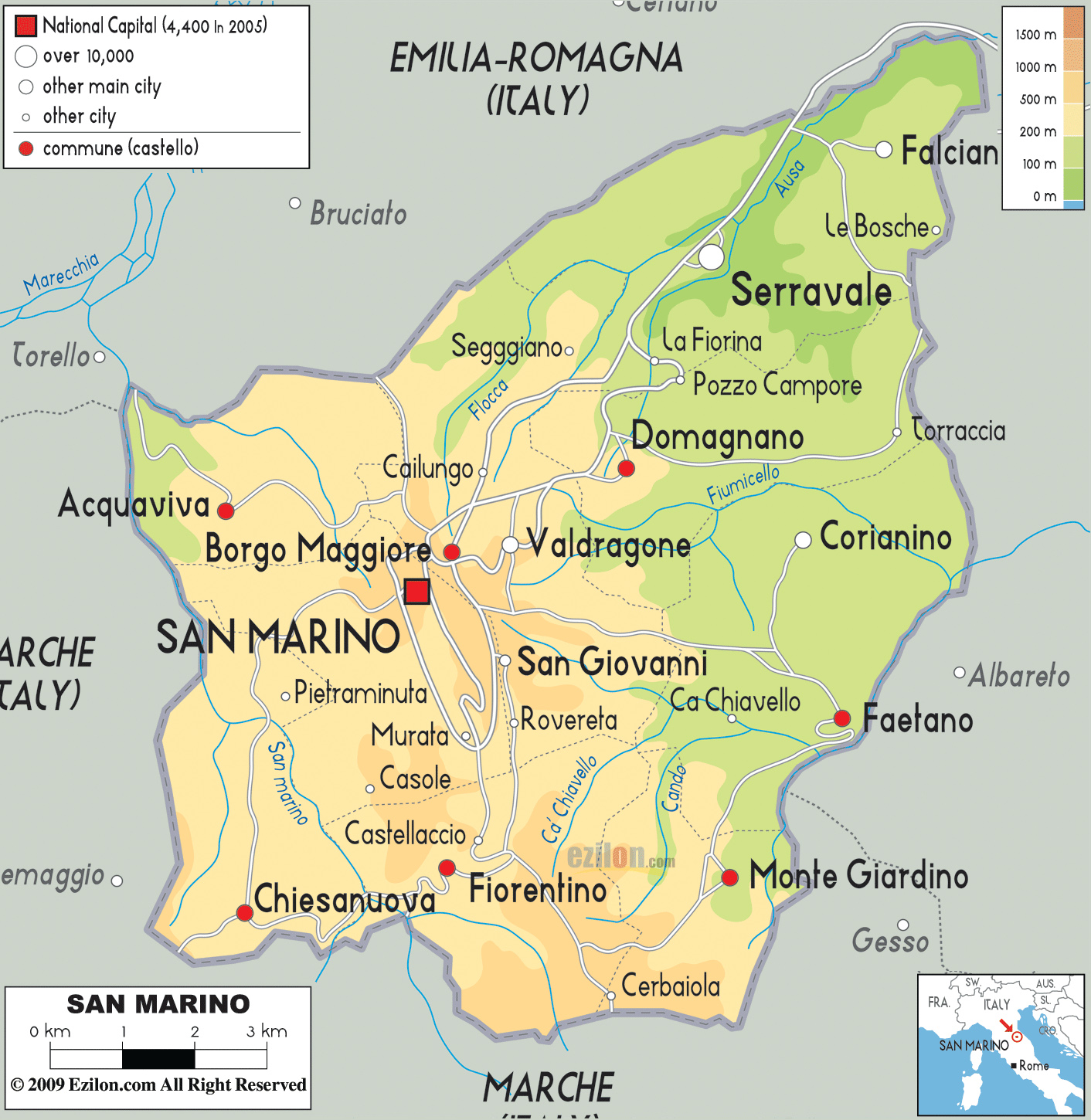 San Marino Karte Städte