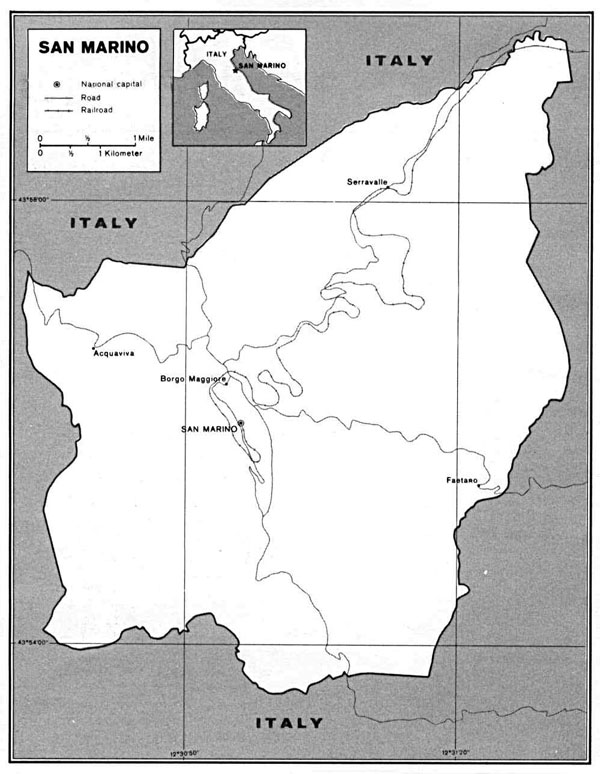 Detailed political map of San Marino.