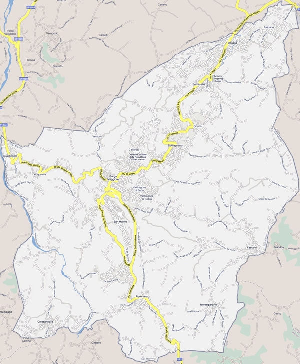 Large detailed roads map of San Marino.
