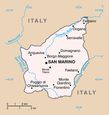 Political map of San Marino. San Marino political map.