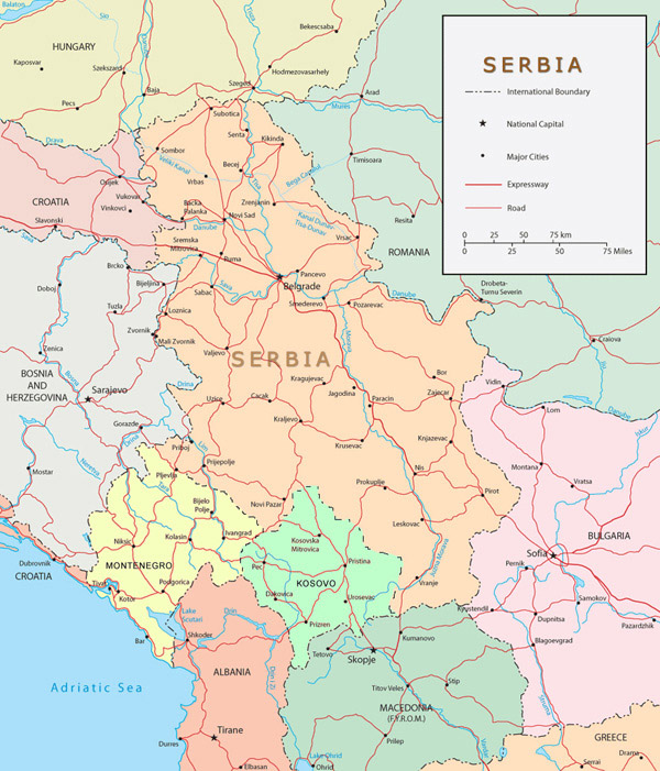 Map of North Balkans. North Balkans map.