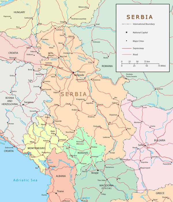 Map of North Balkans. North Balkans map.