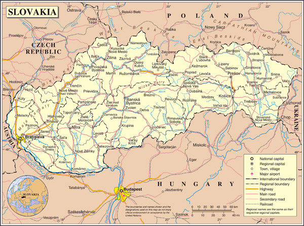 Detailed administrative and political map of Slovakia.