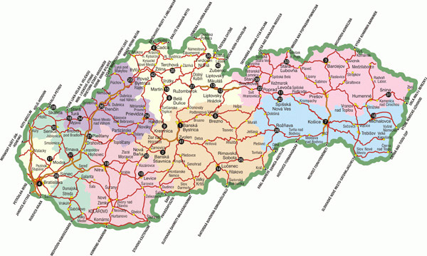etailed road and administrative map of Slovakia.