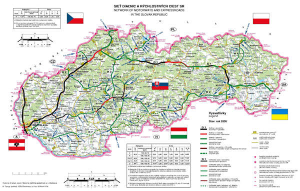 Large detailed network map of motorways and expressroads of Slovak Republic.