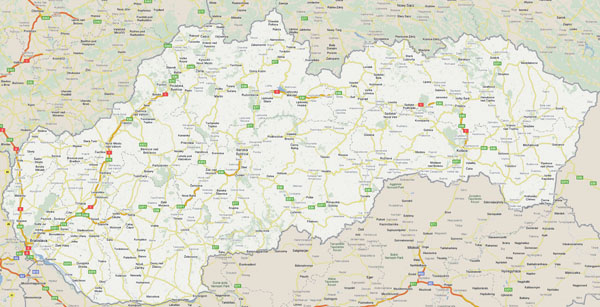 Large detailed roads map of Slovakia.