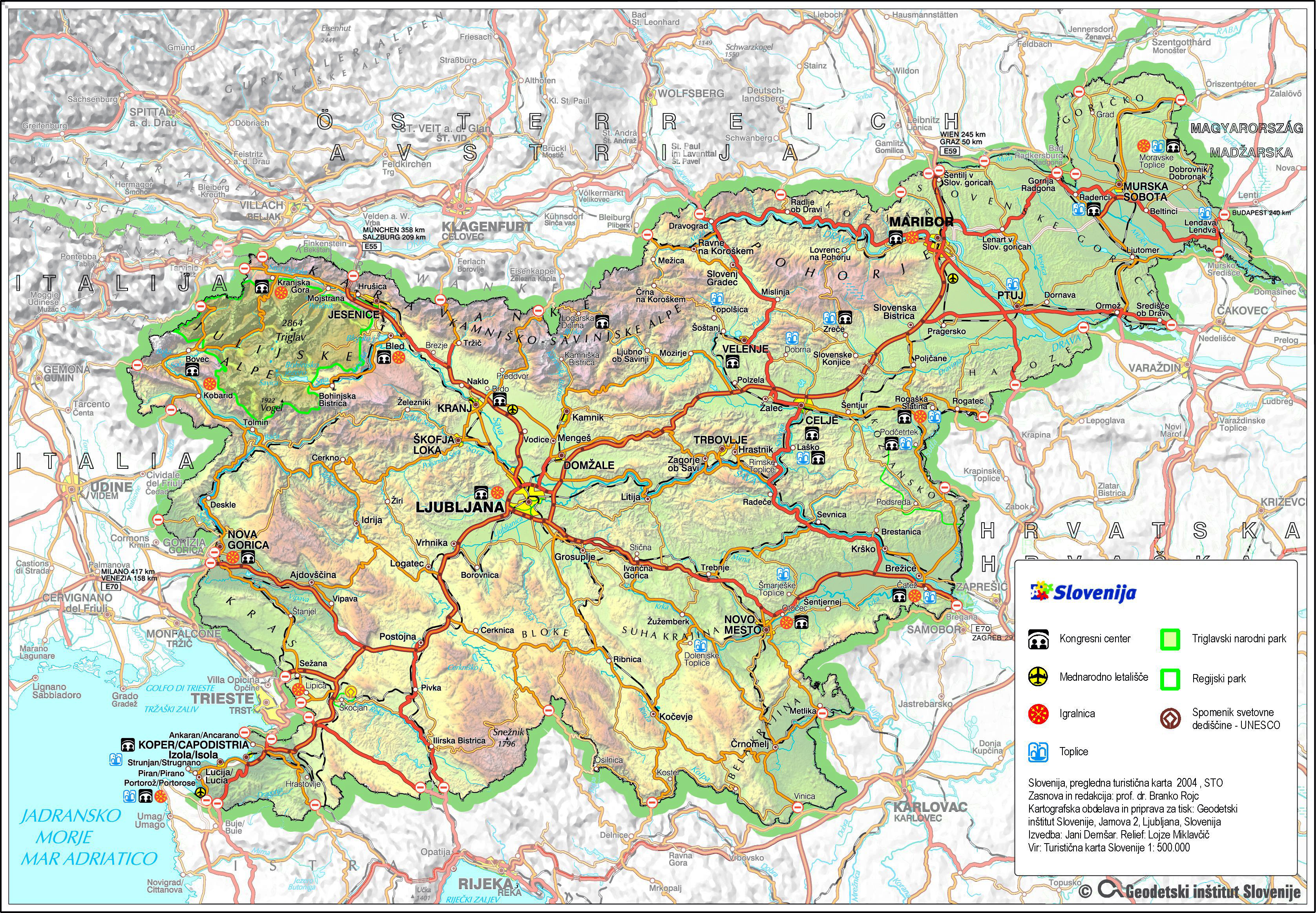 Large detailed roads and tourist map of Slovenia | Vidiani.com | Maps