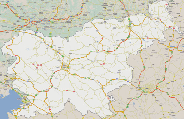 Large detailed roads map of Slovenia.