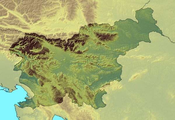 Large relief map of Slovenia. Slovenia large relief map.