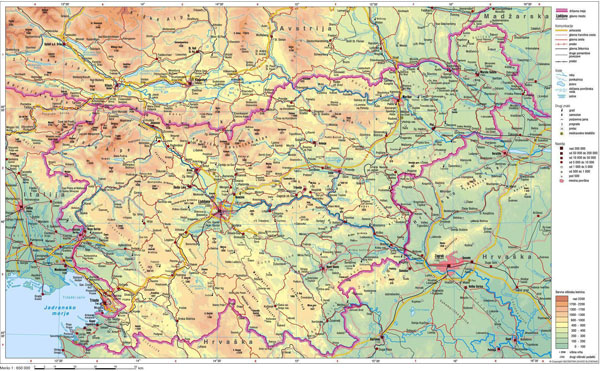 Physical map of Slovenia. Slovenia physical map.