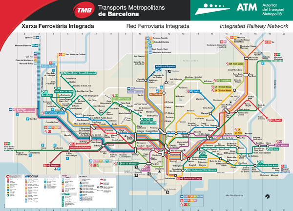 Large detailed metro map of Barcelona city.