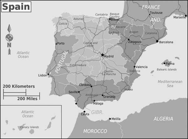 Detailed political map of Spain. Spain detailed political map.