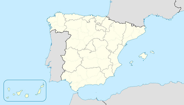 Large detailed contour map of Spain.