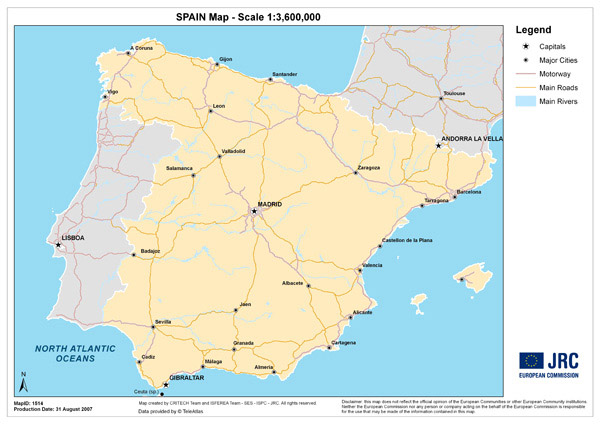 Large detailed map of Spain. Spain large detailed map.