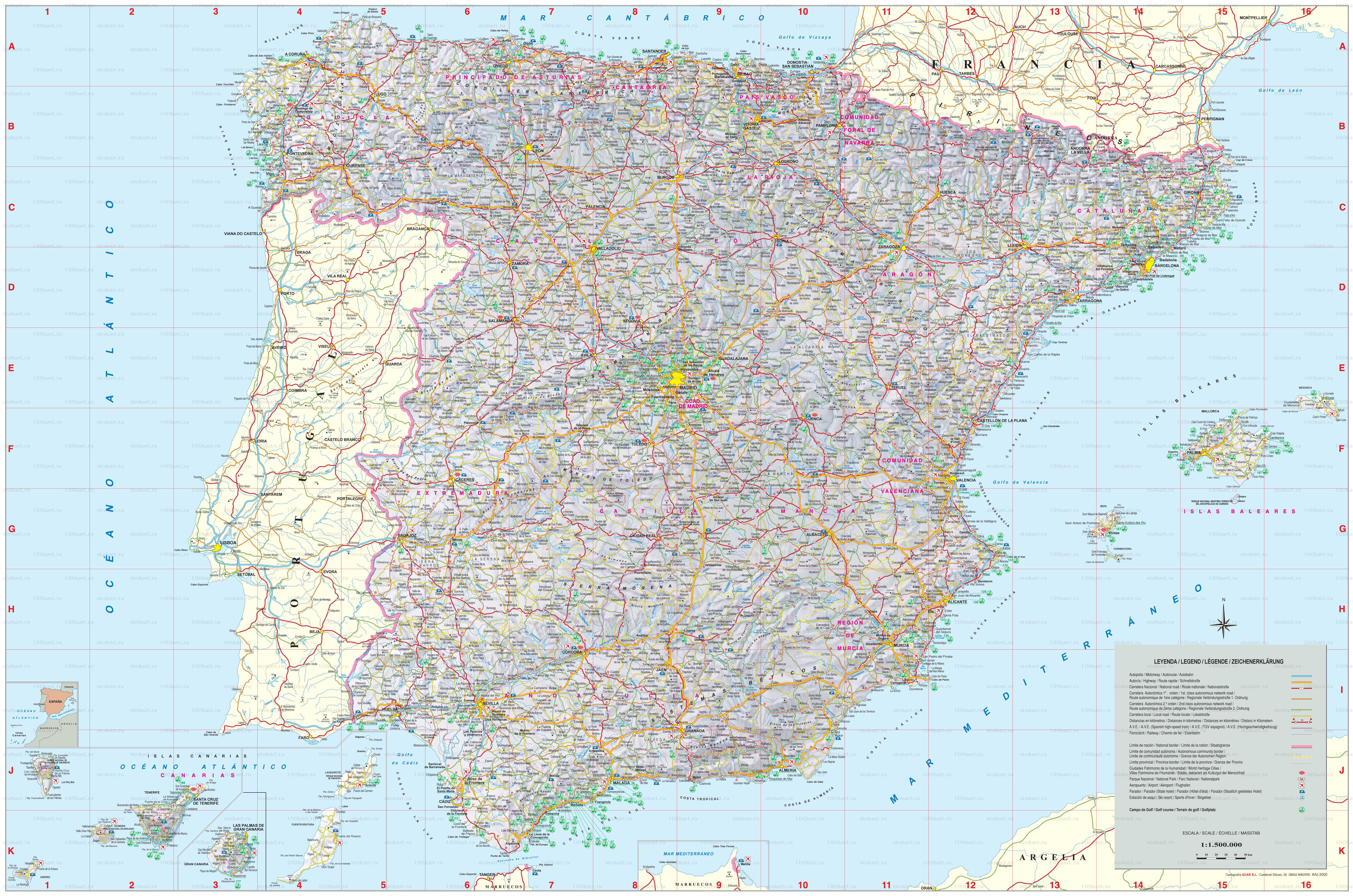 detailed map of spain