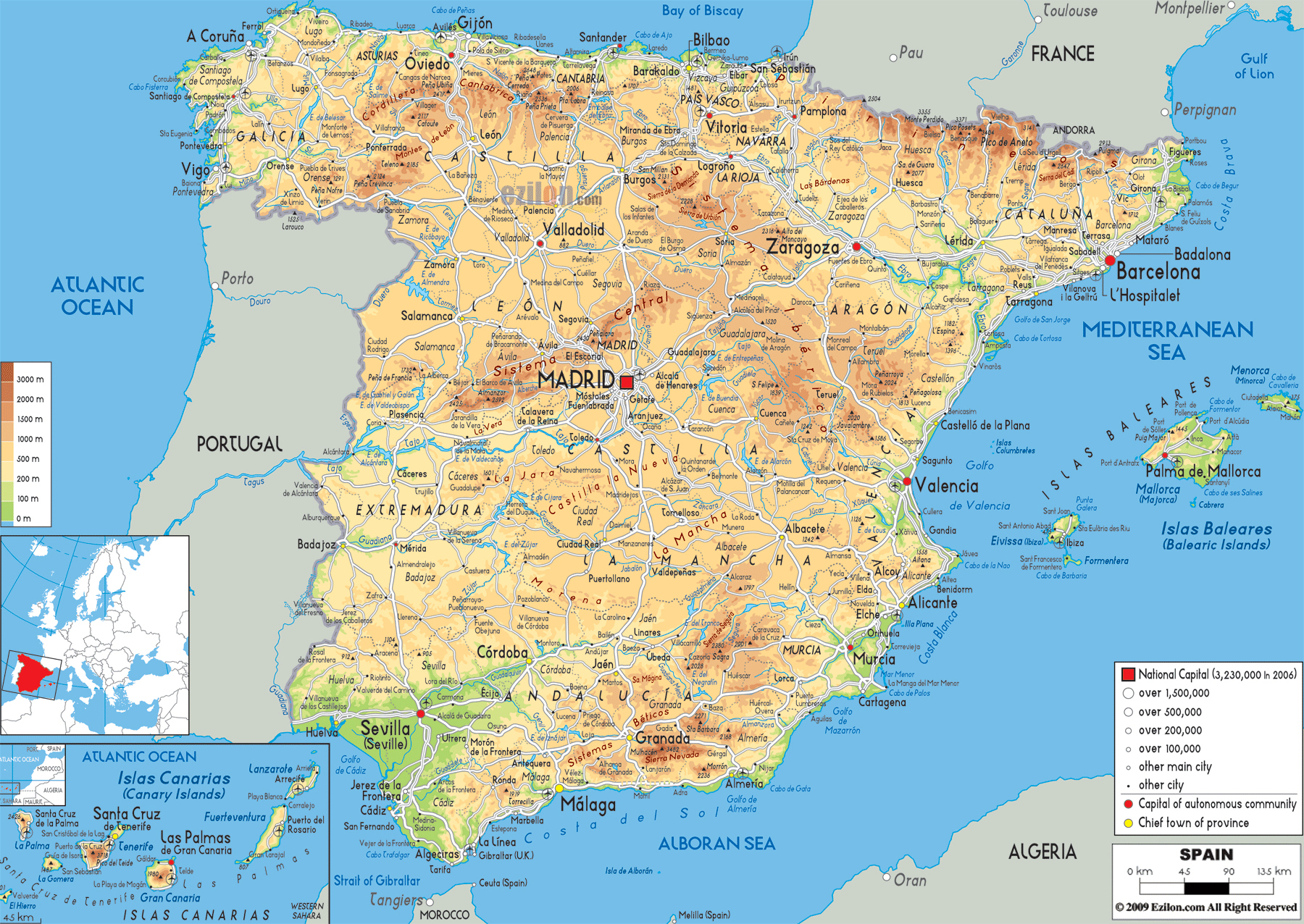 cities in spain map