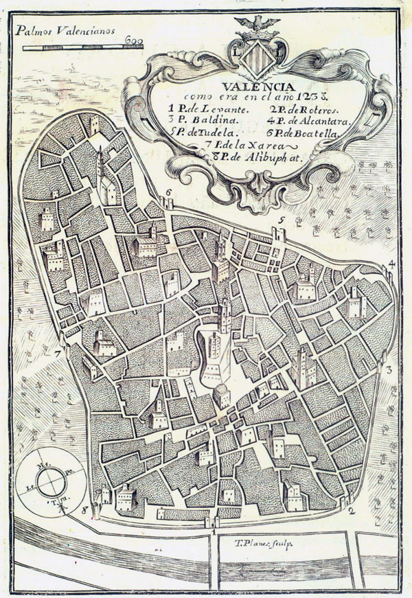 Detailed old map of Valencia - 1238. Valencia detailed old map - 1238.