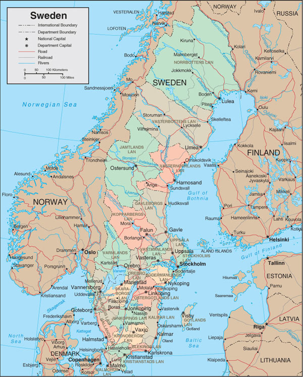 Detailed administrative map of Sweden. Sweden detailed administrative map.