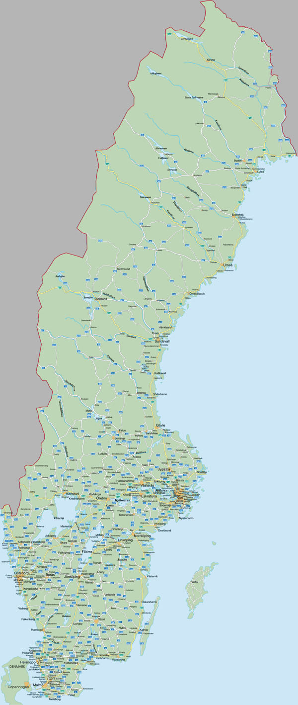 Large detailed road map of Sweden. Sweden large detailed road map.