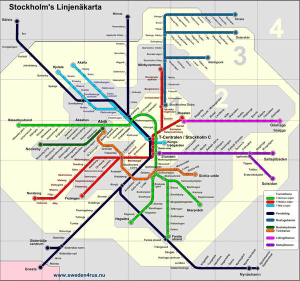 Detailed metro map of Stockholm city. Stockholm city detailed metro map.