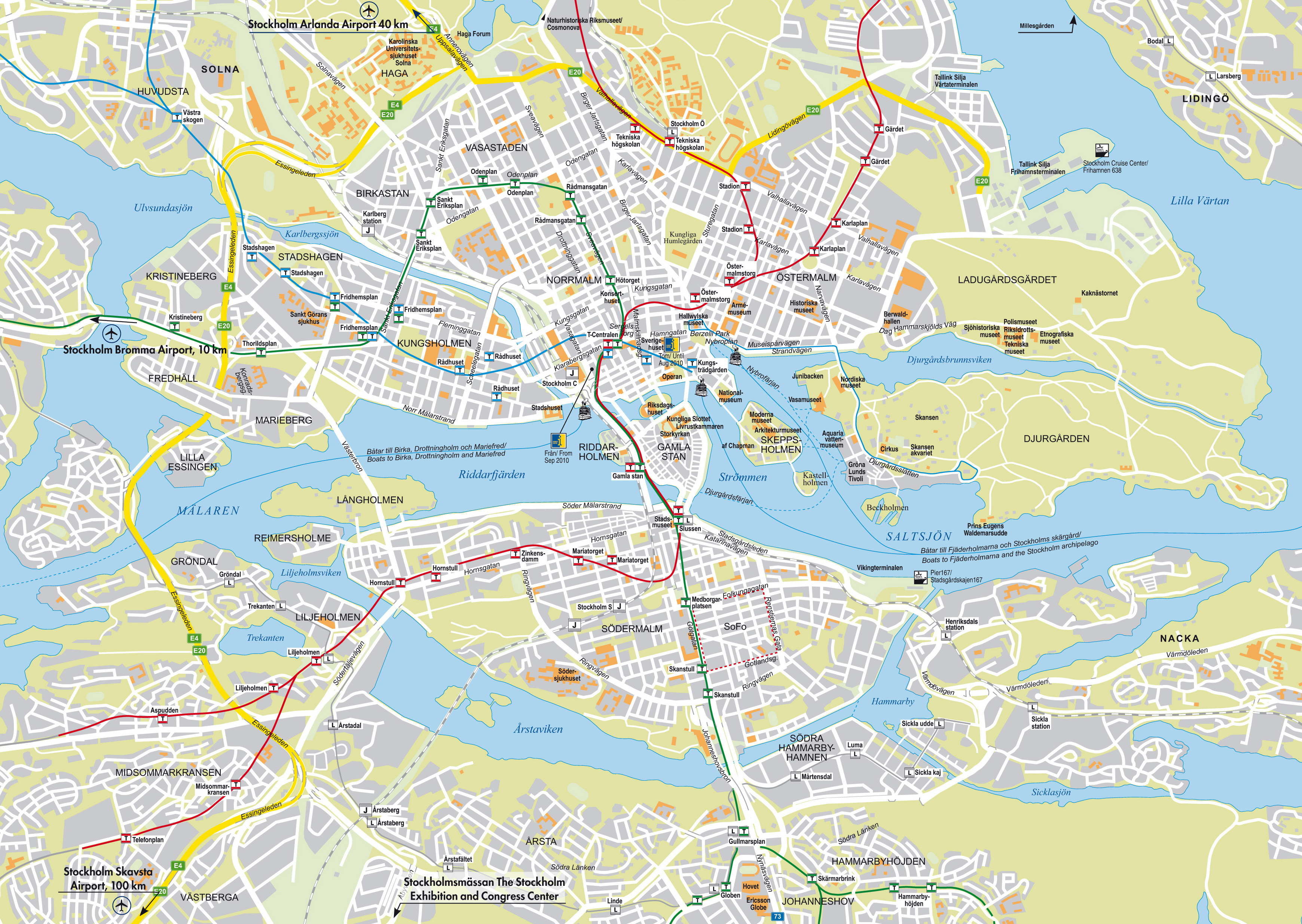 Large detailed roads map of Stockholm city. Stockholm city large