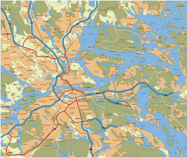 Large transit map of Stockholm city. Stockholm city large transit map.