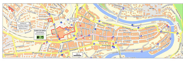 Detailed road map of Bern city center. Bern city center detailed road map.