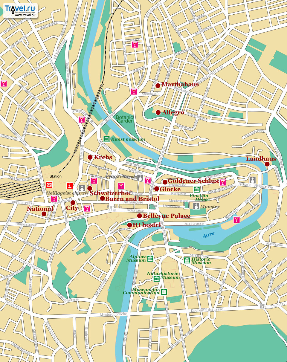 Large detailed road map of Bern city center. Bern city center large detailed road map Vidiani