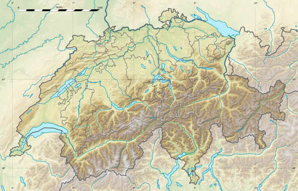 Large detailed relief map of Switzerland.