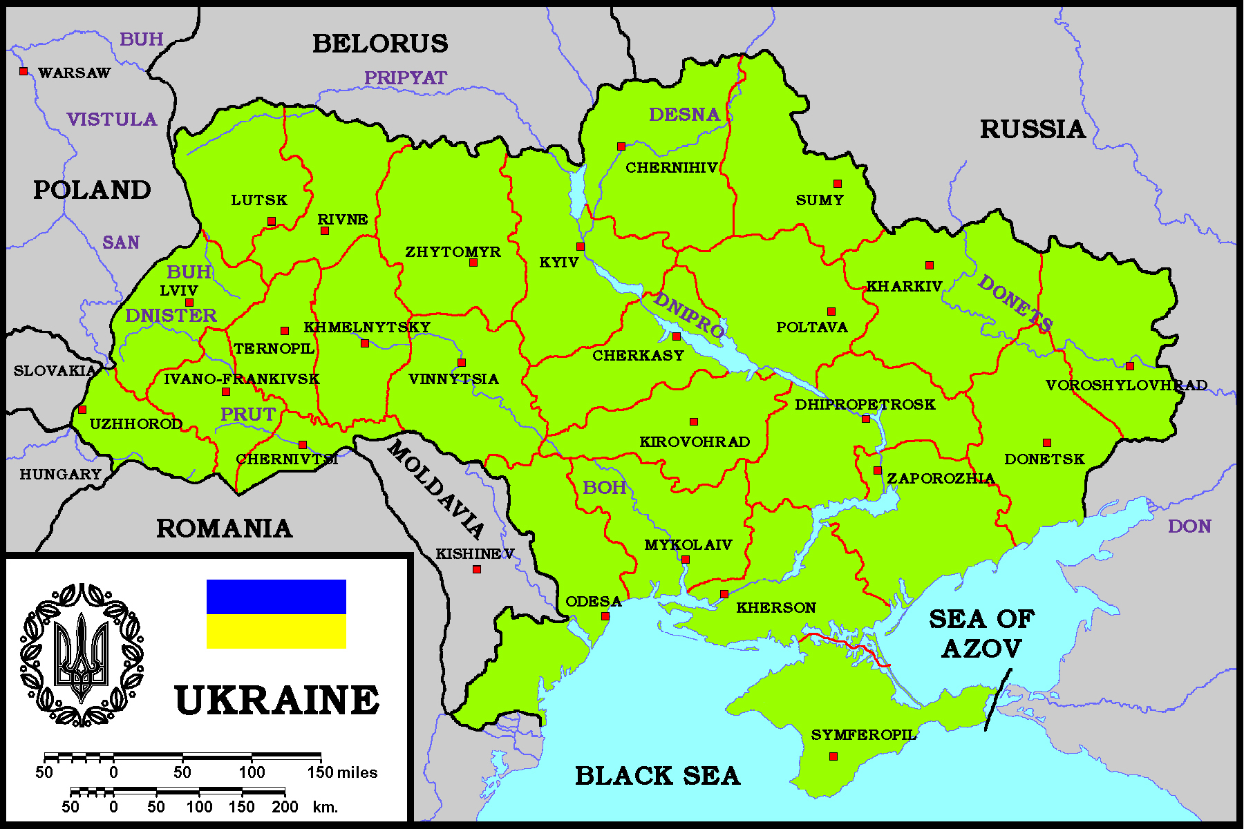 Detailed political and administrative map of Ukraine. Ukraine detailed