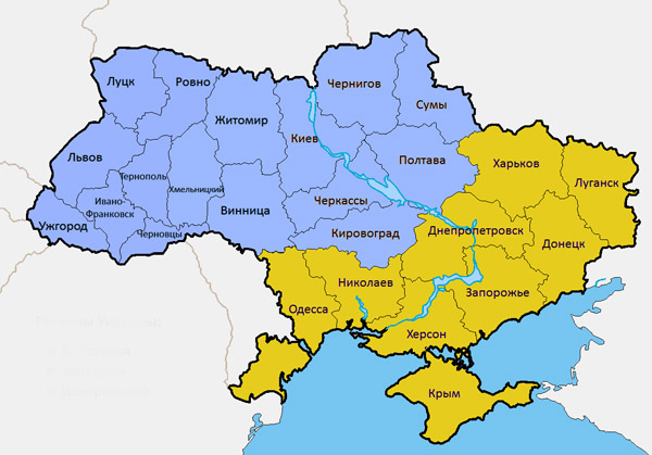 Detailed regions map of Ukraine. Ukraine detailed regions map.