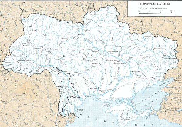 Detailed rivers map of Ukraine in Ukrainian.