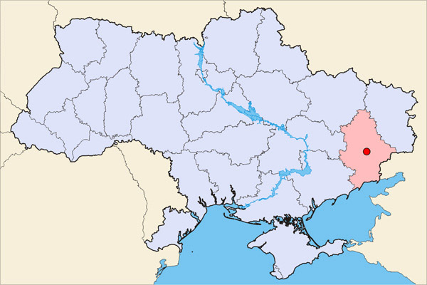 Large detailed location map of Donetsk city. Donetsk city large detailed location map.