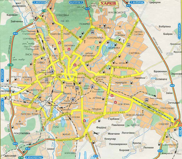 Detailed transit map of Kharkov city.