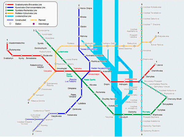 Large detailed metro map of Kiev city. Kiev city large detailed metro map