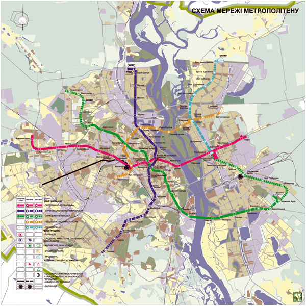 Large detailed metro map of Kiev city in Ukrainian.