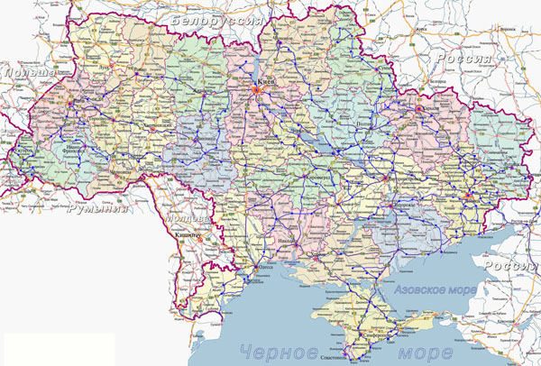 Large highways map of Ukraine. Ukraine large highways map.