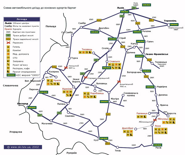 Detailed Lviv region auto map in Ukrainian.