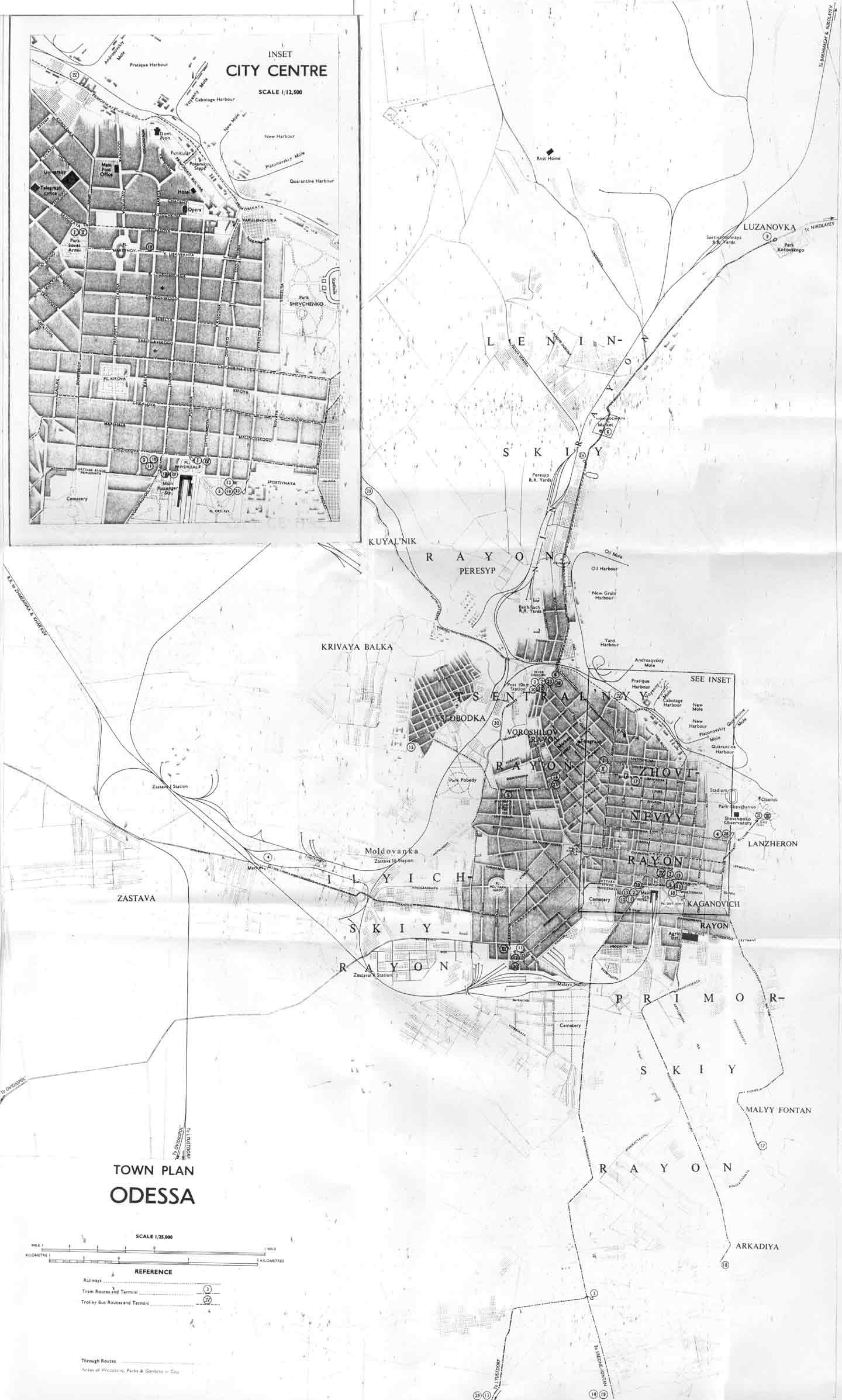 Large detailed old map of Odessa city 1961. Odessa city large detailed