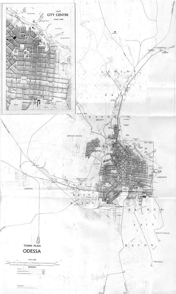Large detailed old map of Odessa city 1961.