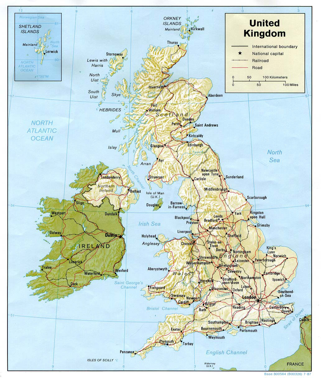 Administrative And Relief Map Of Great Britain 