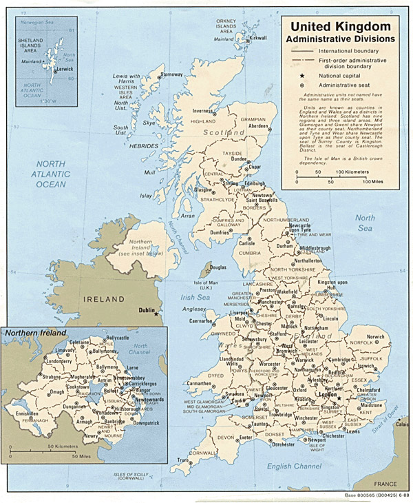 Detailed administrative map of Great Britain.
