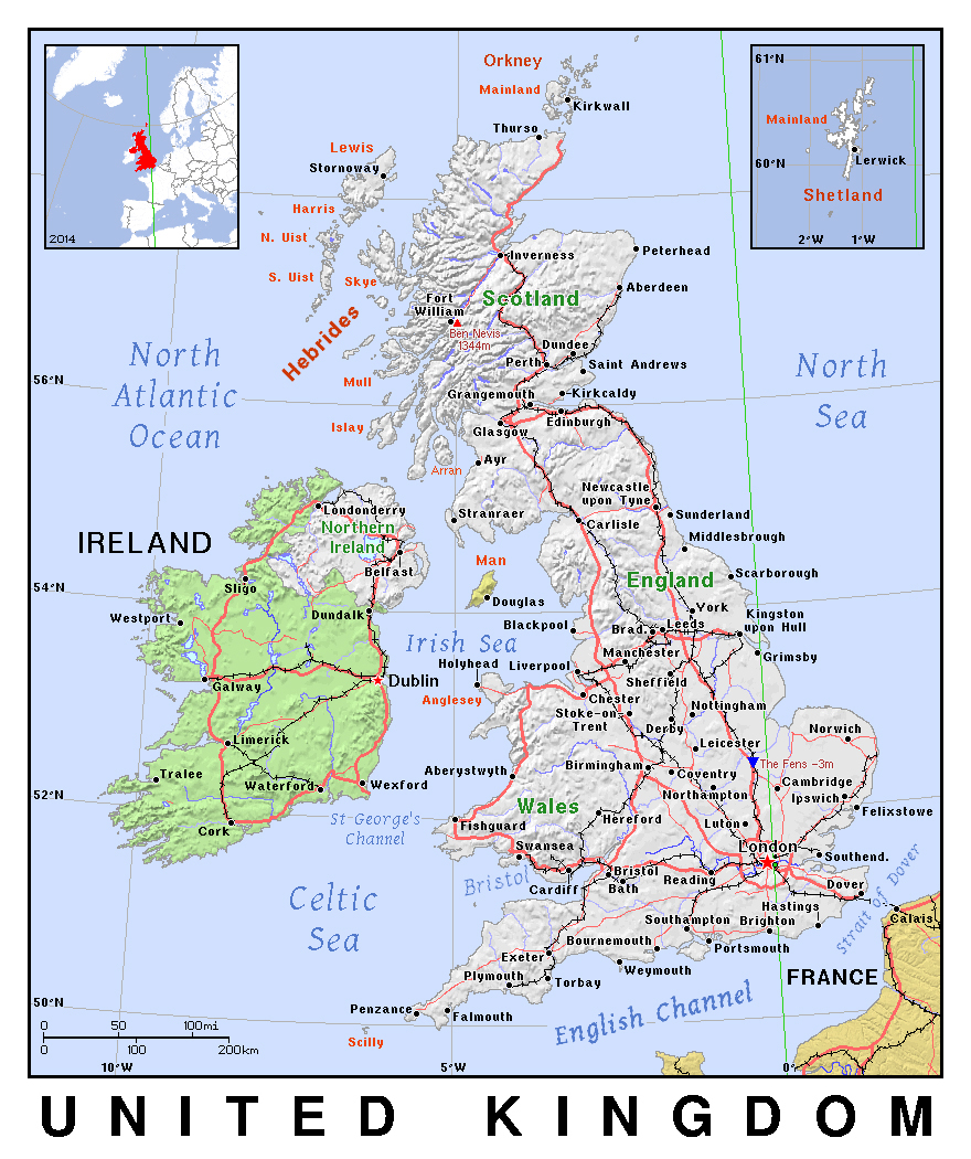 Large Detailed Political Map Of United Kingdom With Roads Images Images