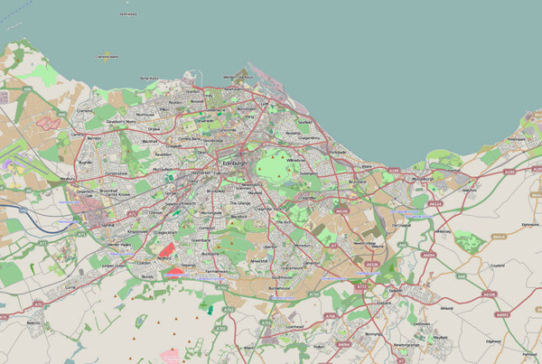 Detailed road map of Edinburgh city. Edinburgh city detailed road map.