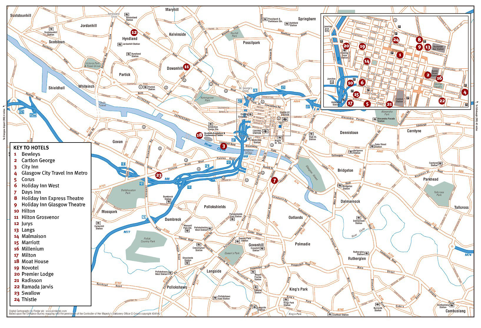 Large Detailed Map Of Glasgow City 